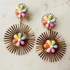 Clearance Dear-Lover Colorful Flower Gold-pleated Dangle Earrings Red