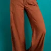 Outlet Dear-Lover Elastic Waist Pocketed Casual Straight Leg Pants Red Dahlia