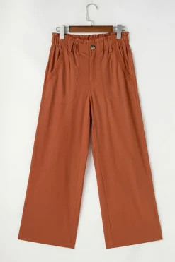 Outlet Dear-Lover Elastic Waist Pocketed Casual Straight Leg Pants Red Dahlia