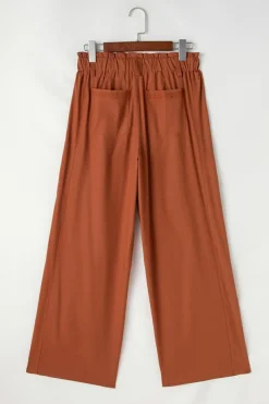 Outlet Dear-Lover Elastic Waist Pocketed Casual Straight Leg Pants Red Dahlia