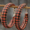 Outlet Dear-Lover Plaid Print PU Leather Hoop Earrings Red Dahlia