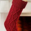 Online Dear-Lover Textured Knit Christmas Stocking Ornament Red Dahlia