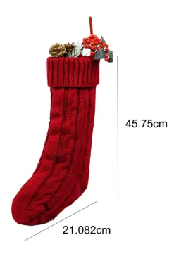Online Dear-Lover Textured Knit Christmas Stocking Ornament Red Dahlia