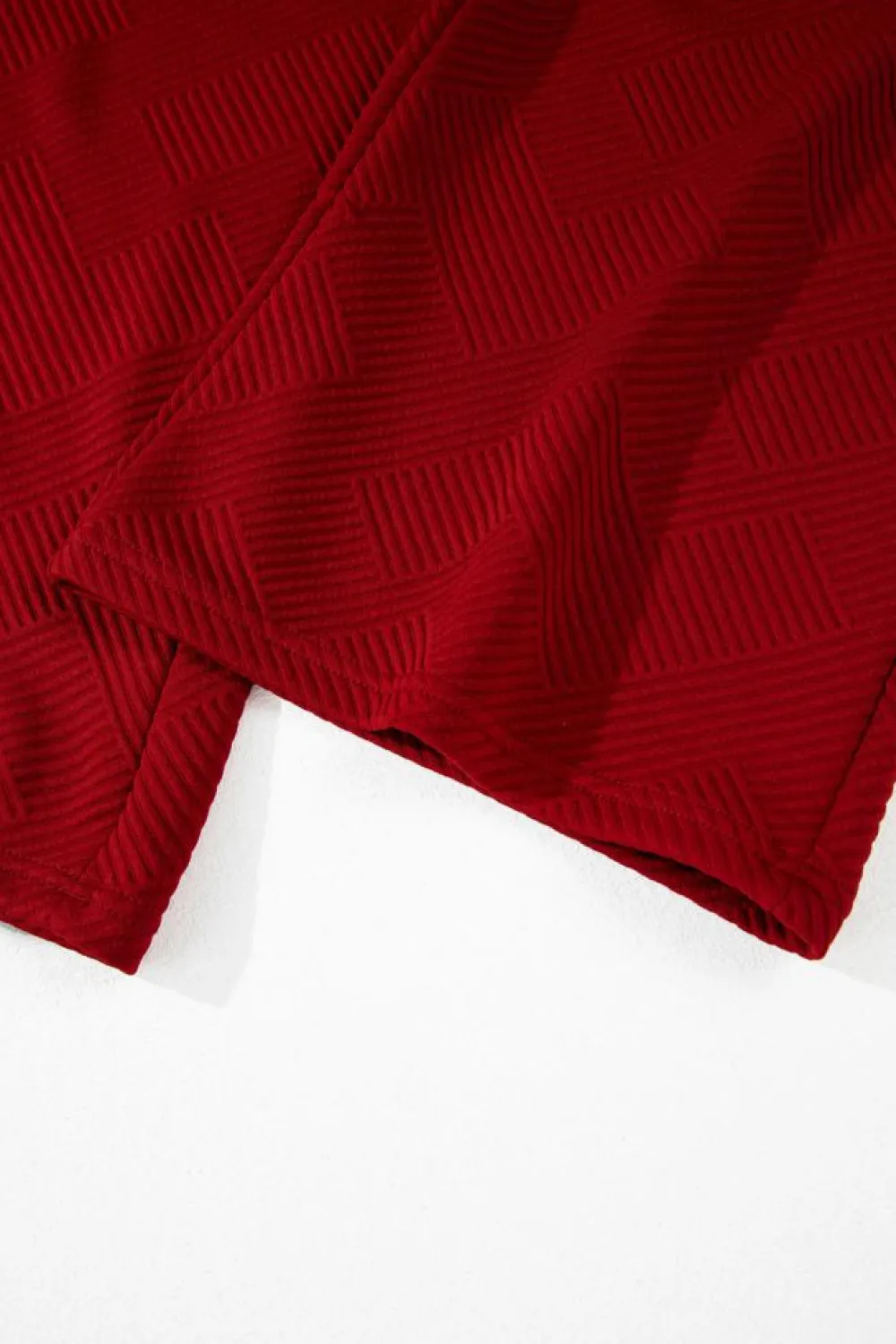 Online Dear-Lover Textured Loose Fit T Shirt and Drawstring Pants Set Red Dahlia