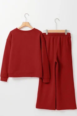 Outlet Dear-Lover Ultra Loose Textured 2pcs Slouchy Outfit Red Dahlia
