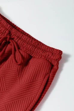 Outlet Dear-Lover Ultra Loose Textured 2pcs Slouchy Outfit Red Dahlia
