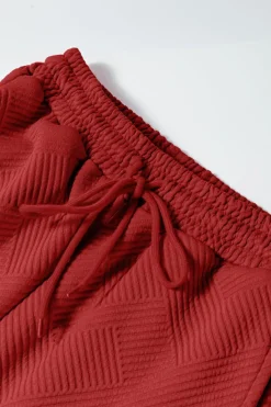 Outlet Dear-Lover Ultra Loose Textured 2pcs Slouchy Outfit Red Dahlia