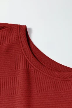 Outlet Dear-Lover Ultra Loose Textured 2pcs Slouchy Outfit Red Dahlia
