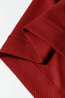 Outlet Dear-Lover Ultra Loose Textured 2pcs Slouchy Outfit Red Dahlia