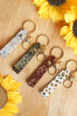 Best Dear-Lover Western Fashion Leather Ornament Key Ring Red Dahlia