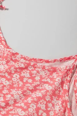 Clearance Dear-Lover Floral Adjustable Straps Babydoll Tank Top Red