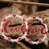 Fashion Dear-Lover Hollowed Love Pendant Valentines Day Earrings Red
