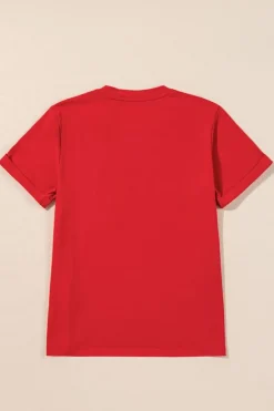 Sale Dear-Lover Red Merry Christmas Graphic Crewneck T Shirt Red-2