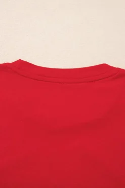 Sale Dear-Lover Red Merry Christmas Graphic Crewneck T Shirt Red-2