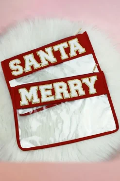 Sale Dear-Lover Red MERRY Contrast Trim Clear Makeup Bag Fiery Red