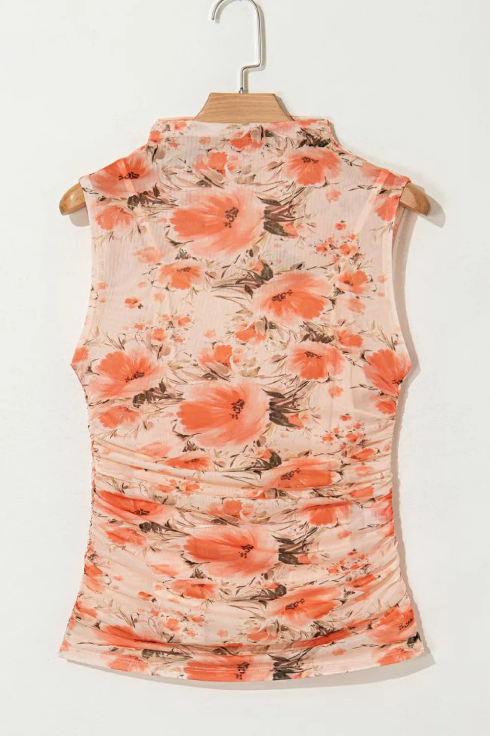 Sale Dear-Lover Mesh Floral Printed Slim Fit Tank Top Red