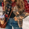 Hot Dear-Lover Mixed Plaid Patchwork Retro Shacket Red