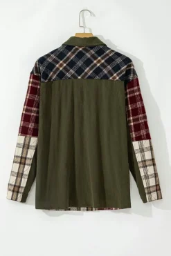 Hot Dear-Lover Mixed Plaid Patchwork Retro Shacket Red