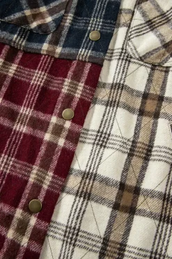 Hot Dear-Lover Mixed Plaid Patchwork Retro Shacket Red