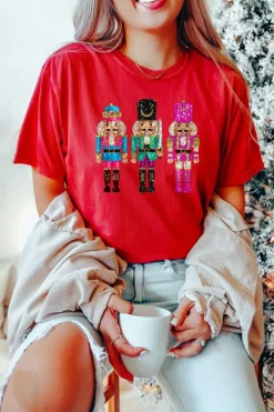New Dear-Lover Red Nutcracker Printed Crewneck T Shirt Red-2