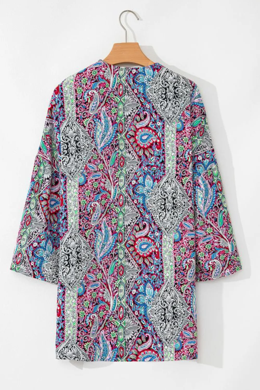 Discount Dear-Lover Paisley Print Open Front Kimono Red