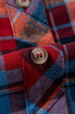 Online Dear-Lover Plaid Print Loose Vintage Shirt Red