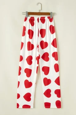 Clearance Dear-Lover Ruffled Tank Top And Heart Print Pants Lounge Set Red