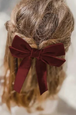 Clearance Dear-Lover Velvet Bowknot Frenchy Girl Fashion Hair Clip Red Sandalwood