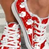Best Dear-Lover Santa Claus Snowflake Print Flat Canvas Shoes Red
