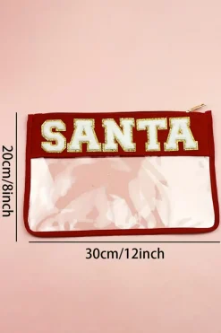 Hot Dear-Lover Red SANTA Contrast Trim Clear Makeup Bag Fiery Red