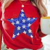 Fashion Dear-Lover Red Sequin Star Graphic Crewneck T Shirt Red-2