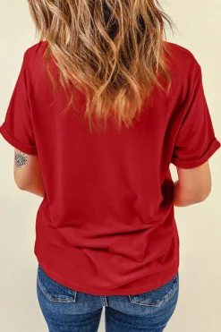 Fashion Dear-Lover Red Sequined LOVE Letter Valentines T-shirt Red-2