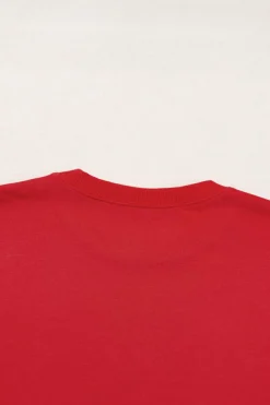 Clearance Dear-Lover Solid Classic Crewneck Pullover Sweatshirt Red
