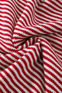 Sale Dear-Lover Geometric Textured Drop Shoulder Sweater Red Stripe