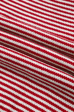 Sale Dear-Lover Geometric Textured Drop Shoulder Sweater Red Stripe