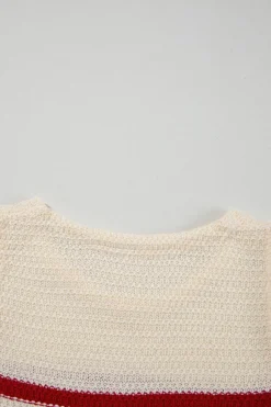 Sale Dear-Lover Textured Knit Ribbed Hem Sweater Tank Top Red Stripe