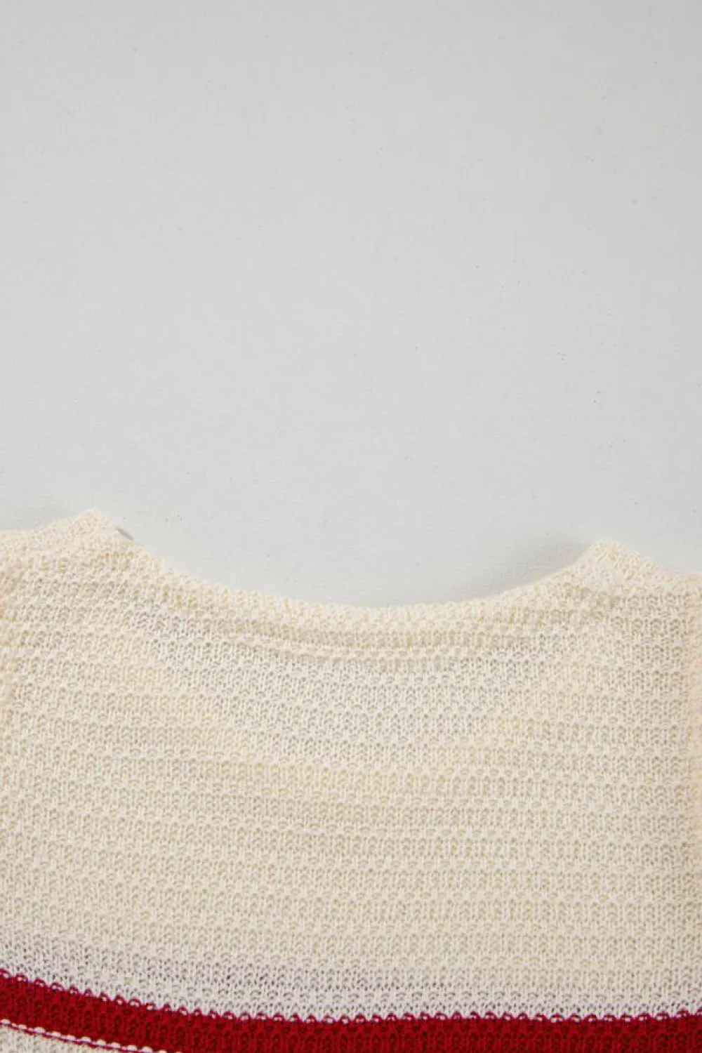 Sale Dear-Lover Textured Knit Ribbed Hem Sweater Tank Top Red Stripe
