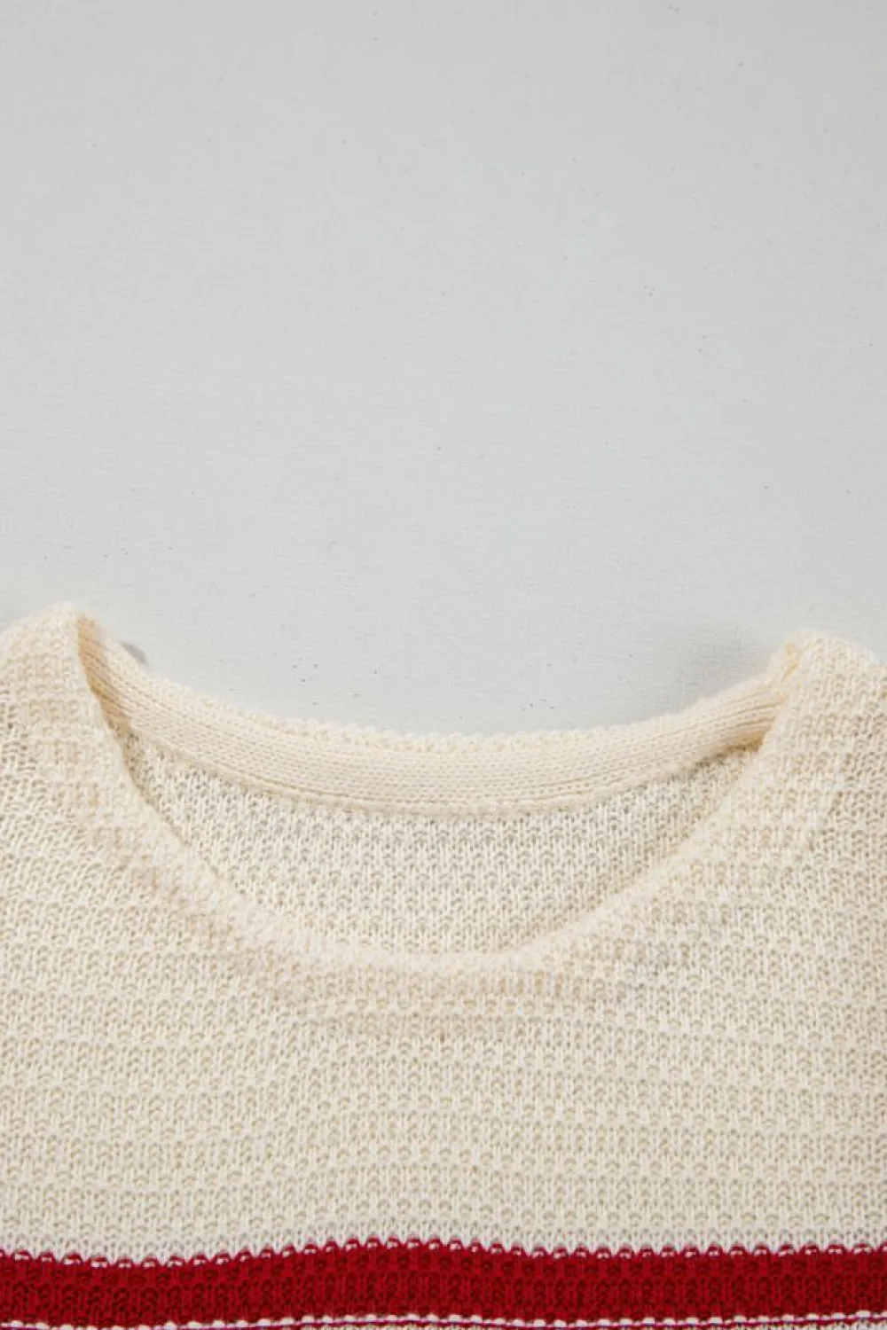 Sale Dear-Lover Textured Knit Ribbed Hem Sweater Tank Top Red Stripe