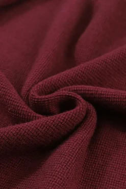 Best Dear-Lover Red Striped Sleeve Plain Knit Sweater Fiery Red