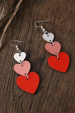 Sale Dear-Lover Valentines Day Heart Shape Tie Dangle Earring Red