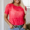 Online Dear-Lover Western Girls Mesh T Shirt Red