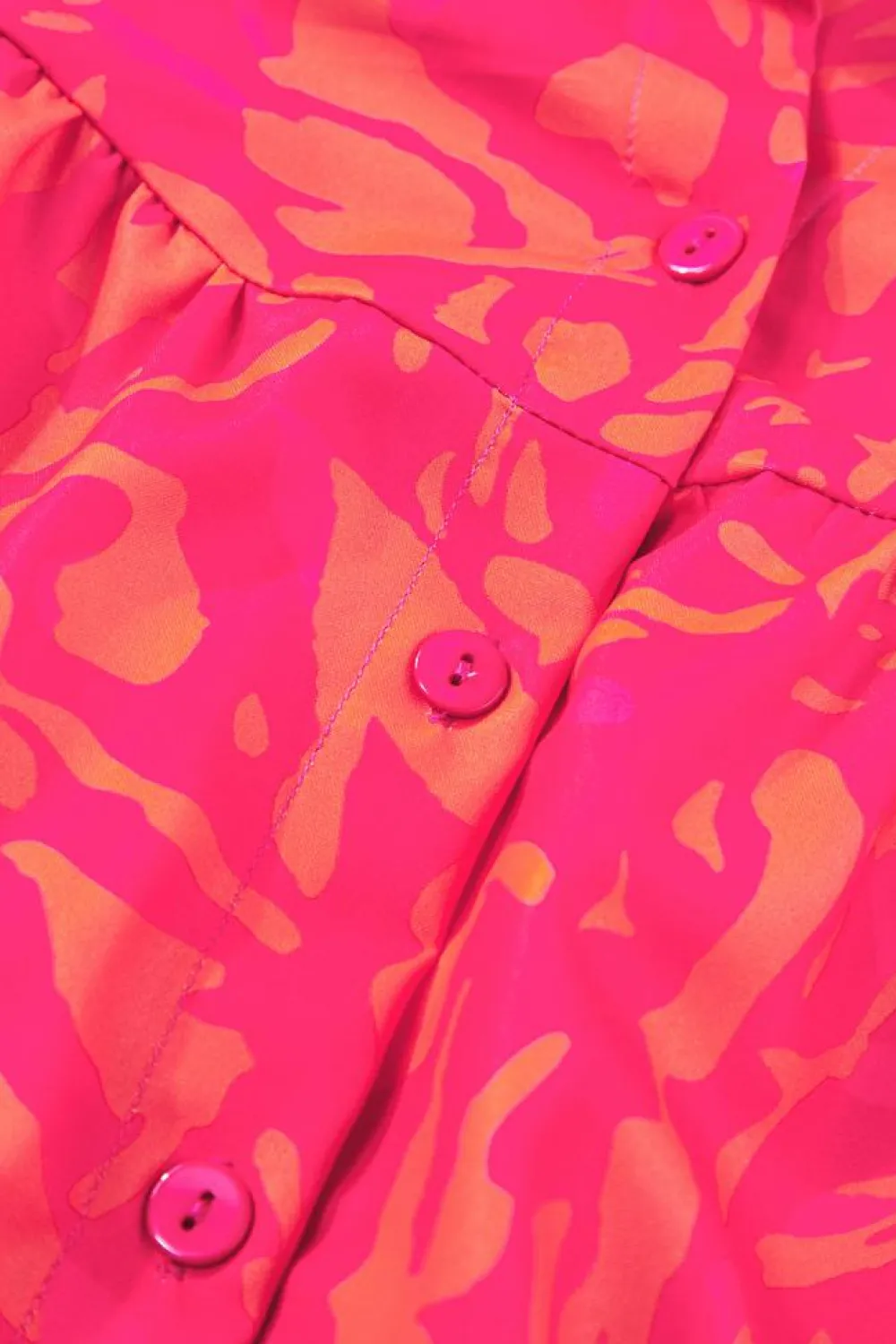 Outlet Dear-Lover Abstract Print Puff Short Sleeve Ruffled Mini Dress Rose
