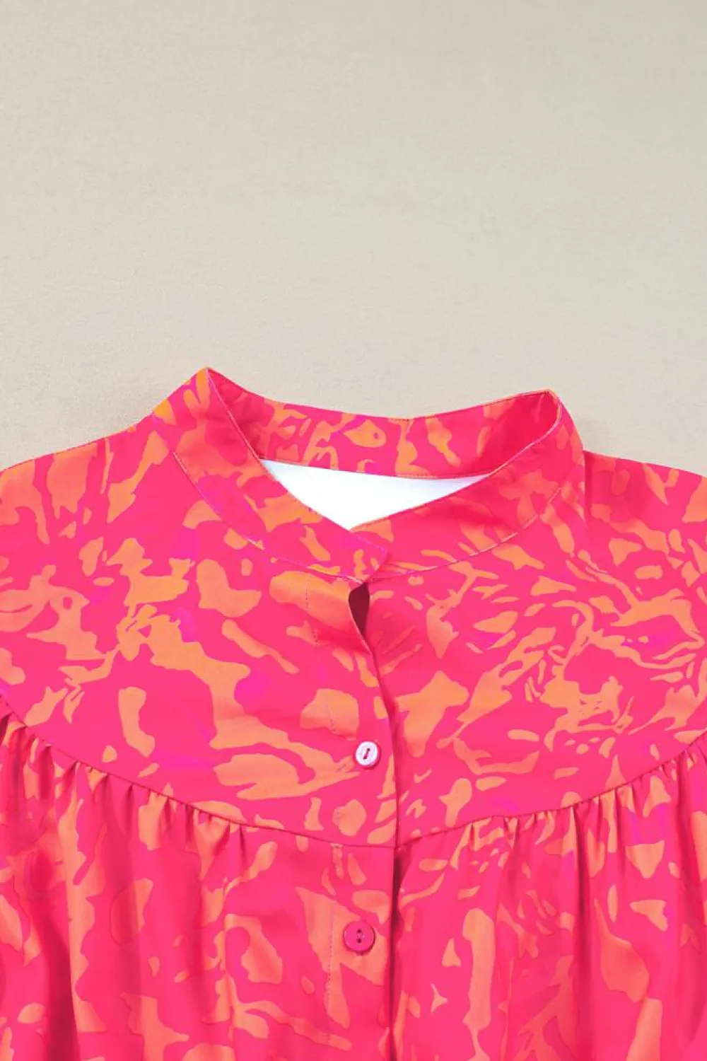 Outlet Dear-Lover Abstract Print Puff Short Sleeve Ruffled Mini Dress Rose