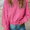 Sale Dear-Lover Acid Wash V-shape Open Back Sweatshirt Rose