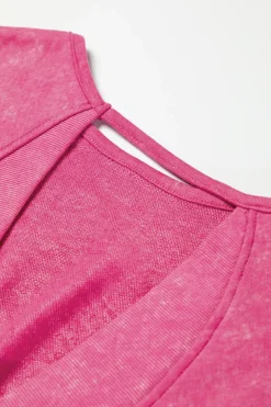 Sale Dear-Lover Acid Wash V-shape Open Back Sweatshirt Rose