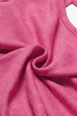 Sale Dear-Lover Acid Wash V-shape Open Back Sweatshirt Rose