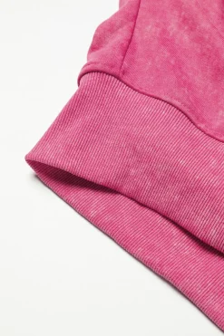 Sale Dear-Lover Acid Wash V-shape Open Back Sweatshirt Rose