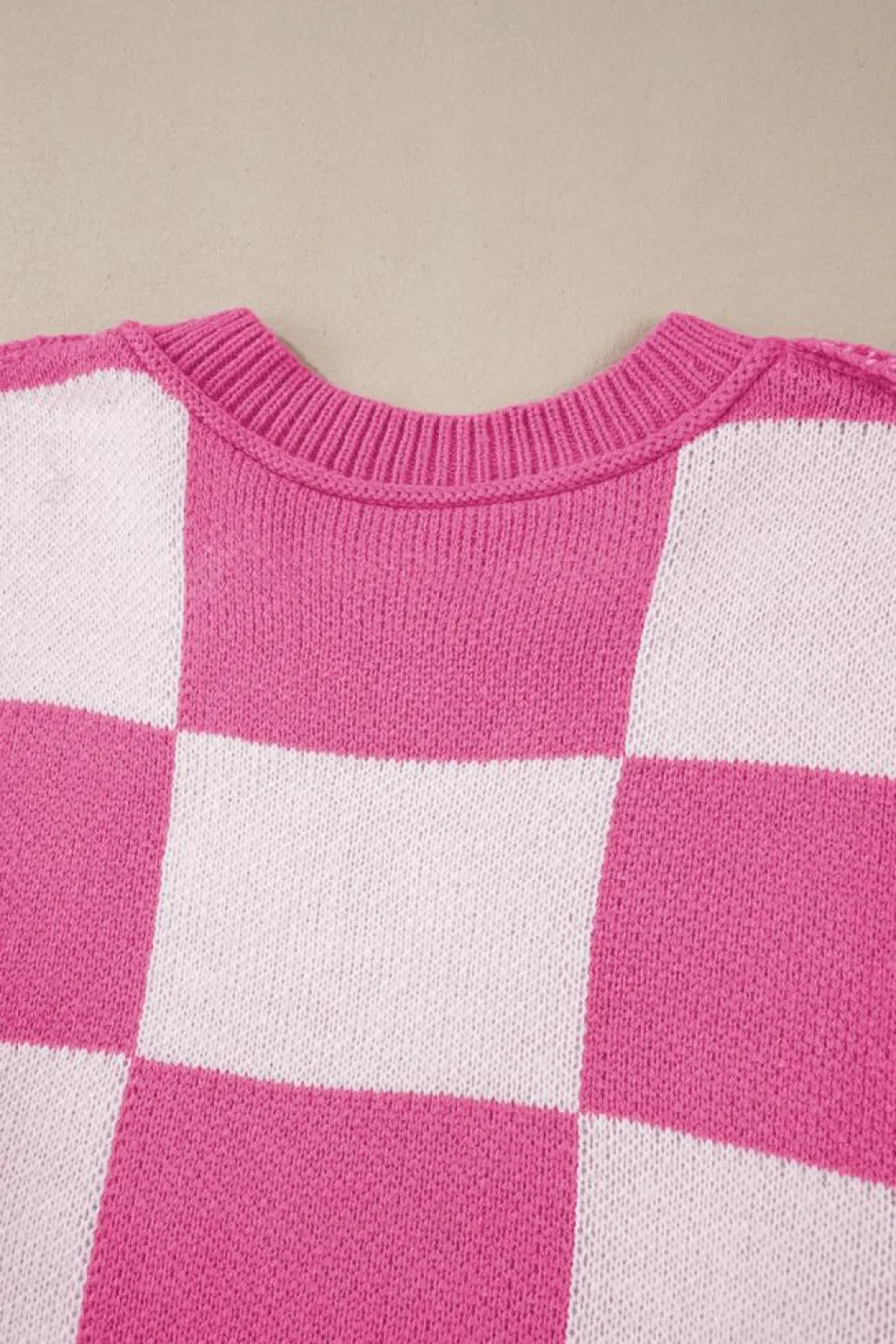 Online Dear-Lover Checkered Bishop Sleeve Sweater Rose