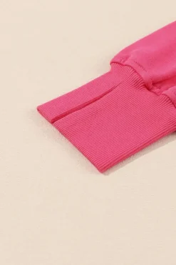 Sale Dear-Lover Exposed Seam Drop Shoulder Slit High Low Hem Sweatshirt Rose