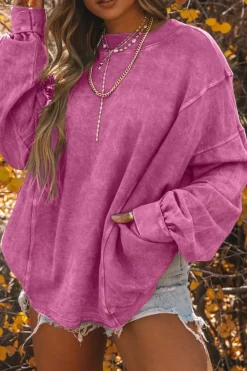 Best Dear-Lover Exposed Seam Twist Open Back Oversized Sweatshirt Rose